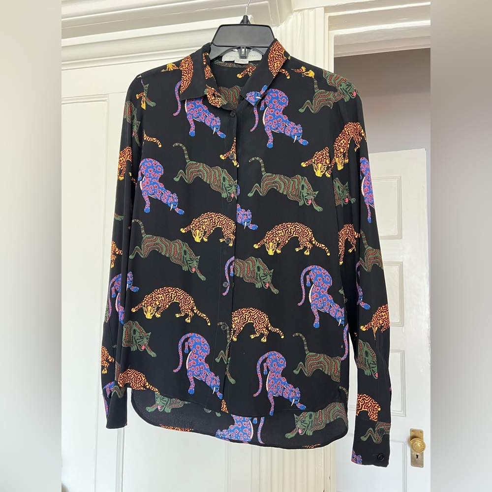 Stella McCartney Black Top with Animal Print